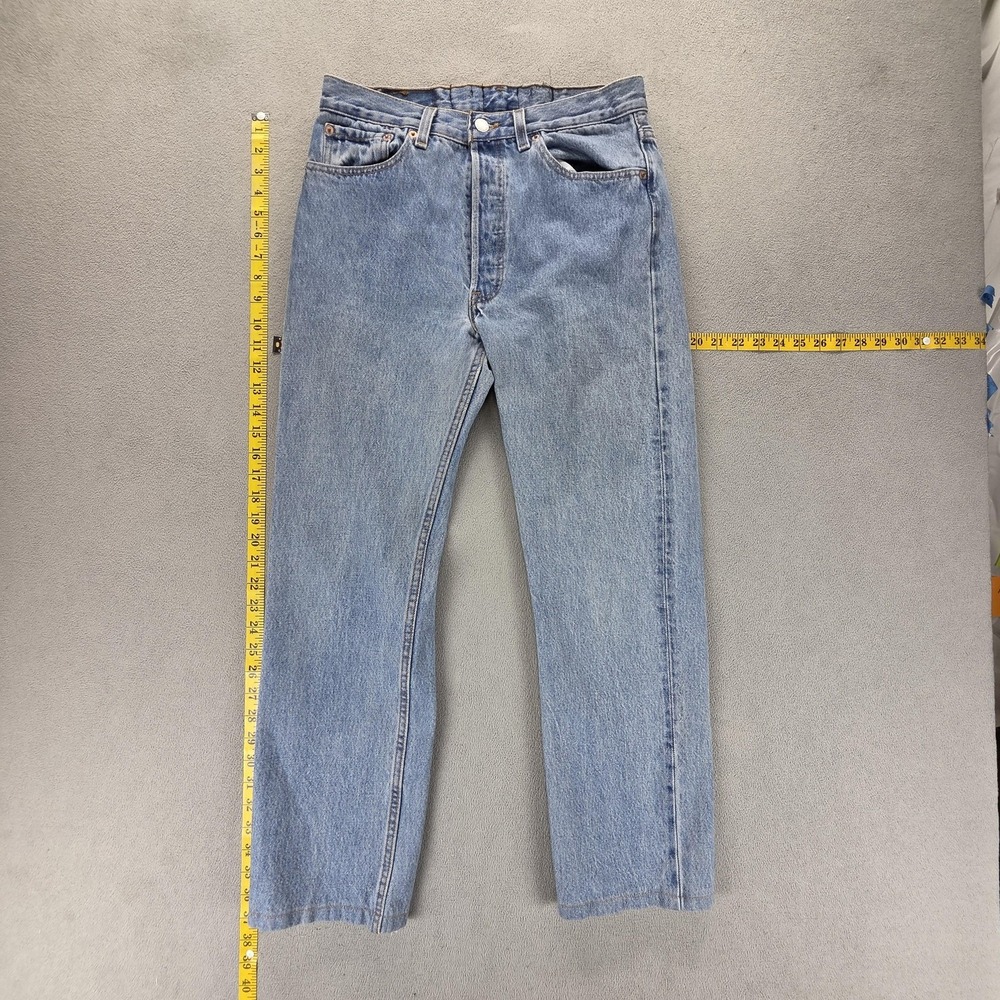 Vintage Levis 501 Jeans Mens Blue Button Fly Made In USA Altered Hem Fits 29x28